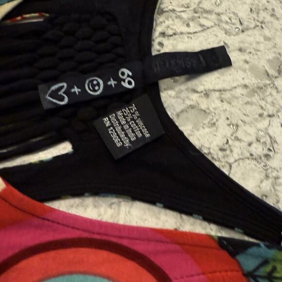 Desigual Women's Embellished Floral Sleeveless Tunic Tank Top Size Small Black - Picture 11 of 12